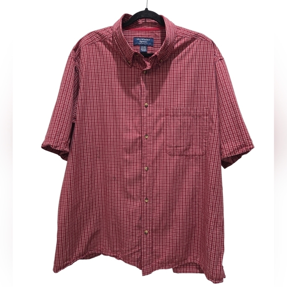Levi Strauss Mens Plaid Shortsleeve Button Down Shirt 2XL